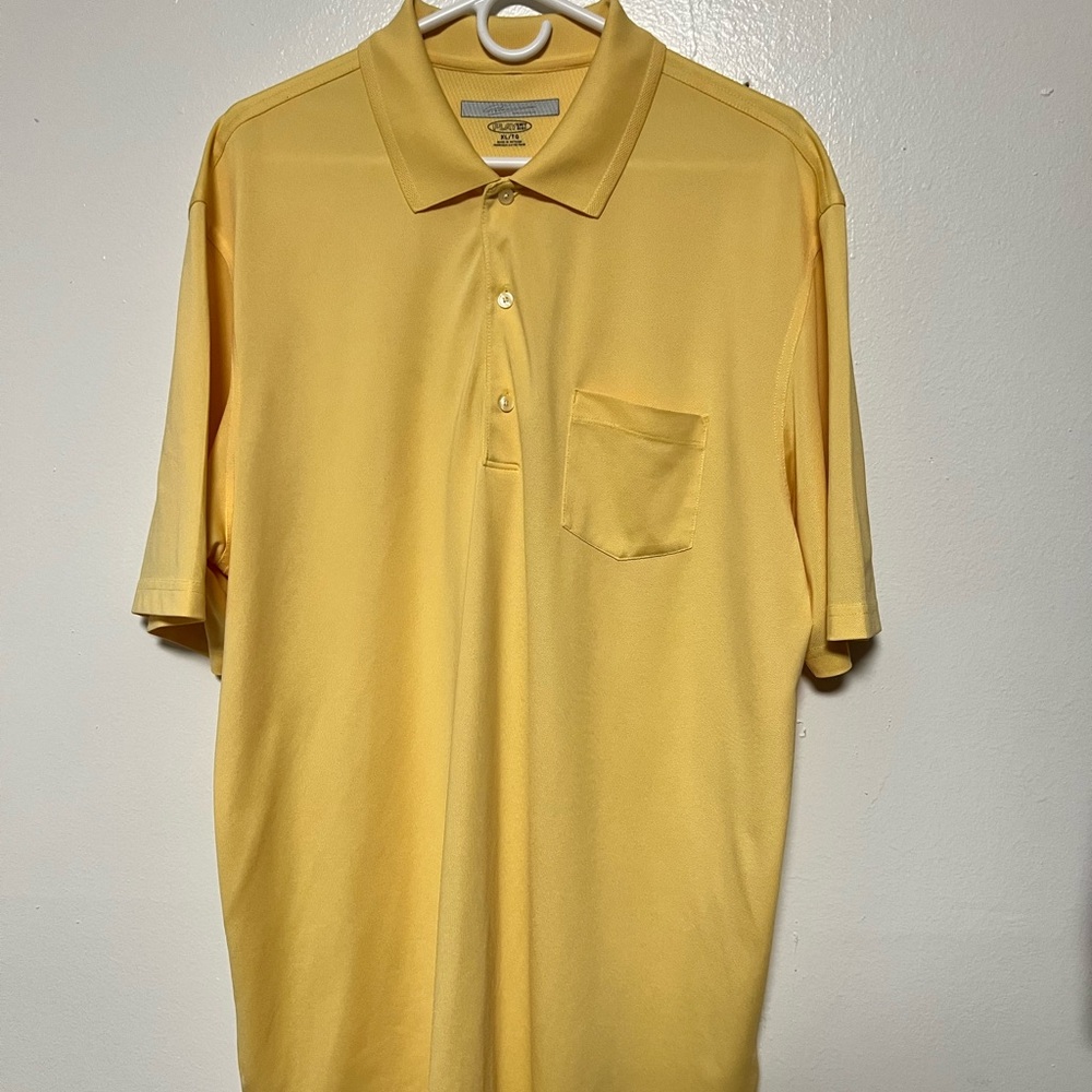 GREG NORMAN PLAY DRY SHORT SLEEVE GOLF YELLOW POLO SHIRT XLARGE